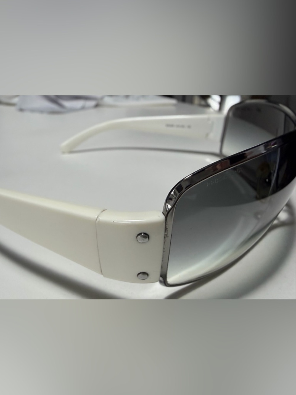 Authentic Vintage PRADA SPS Linea Rossa Wraparound White Shield Sunglasses - Picture 5 of 15